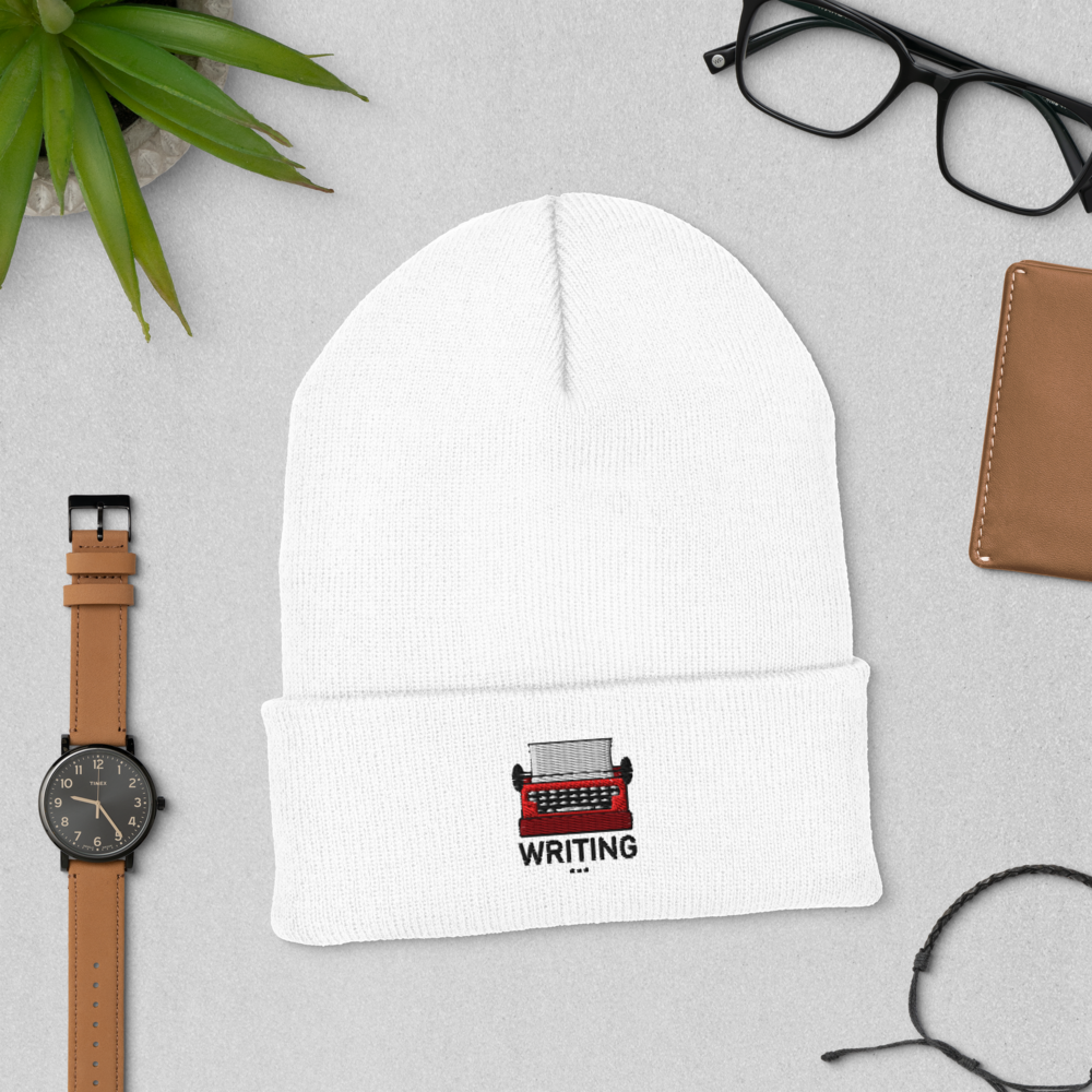 Typewriter Beanie | Writer Apparel (White)
