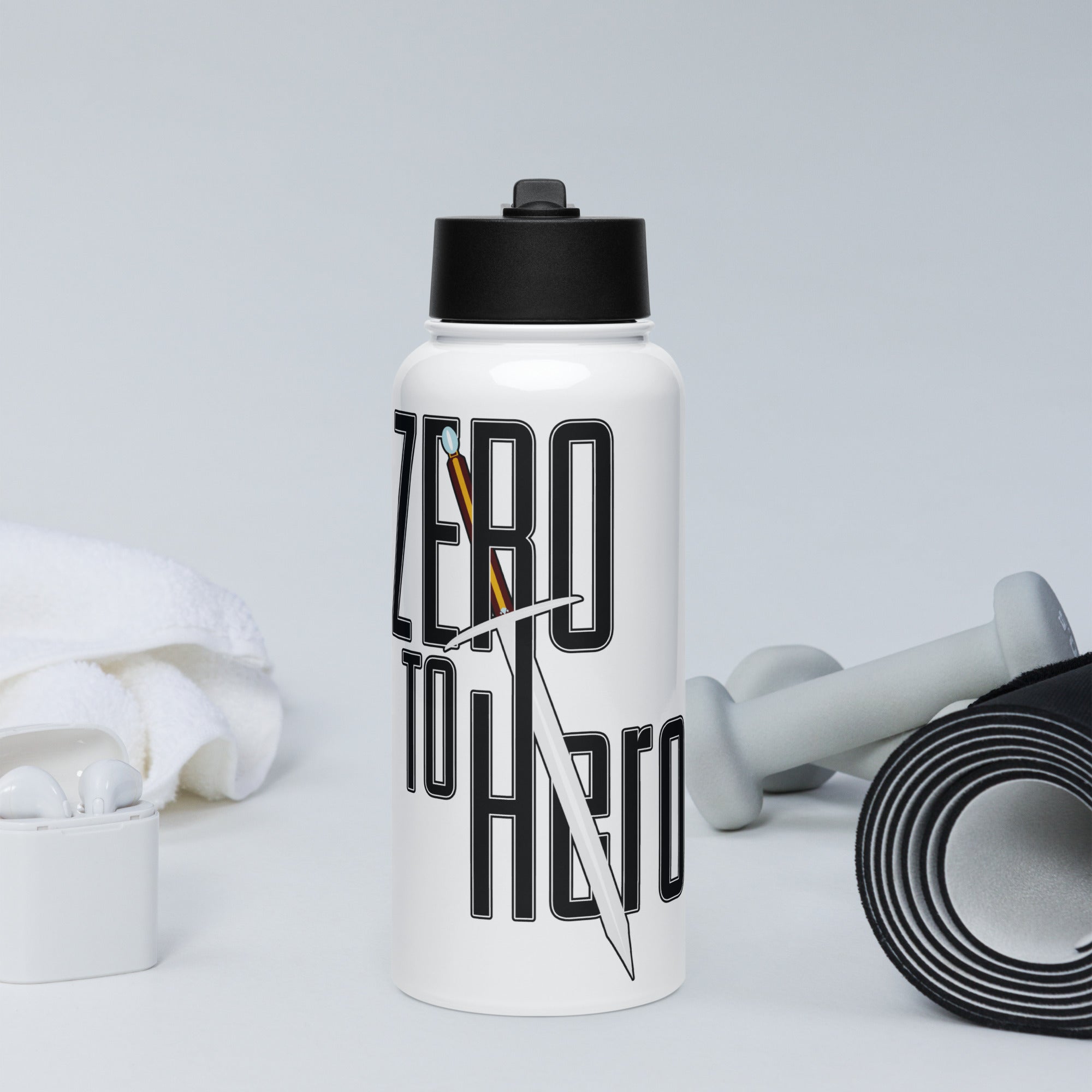 Steel Water Bottle with Straw