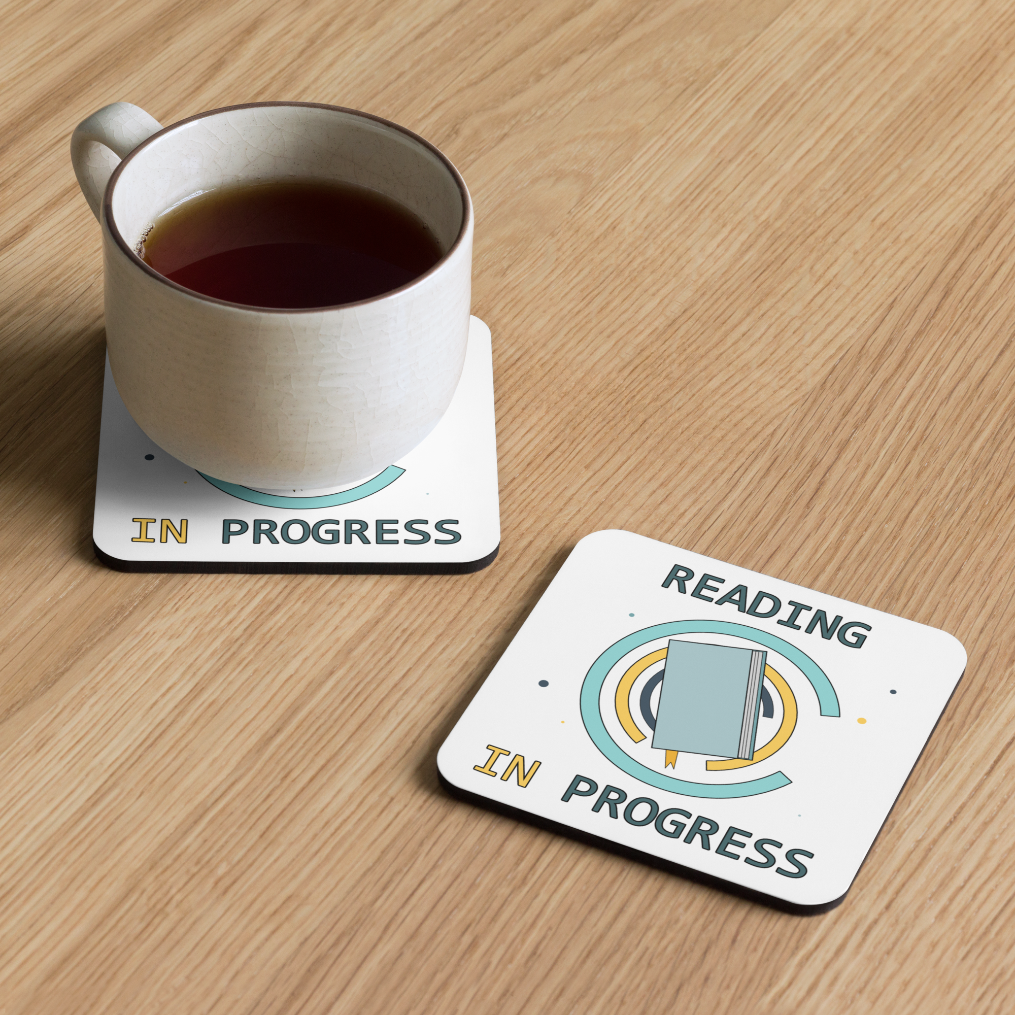 Reading In Progress Cork-back Coaster