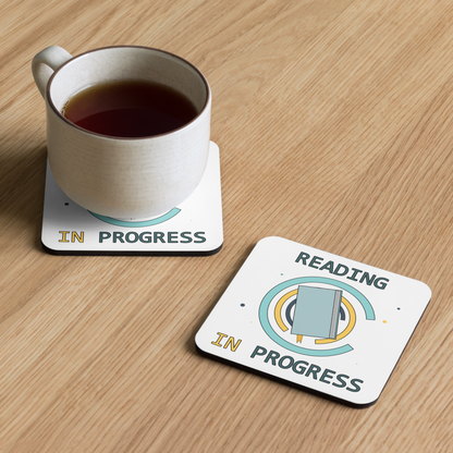 Reading In Progress Cork-back Coaster